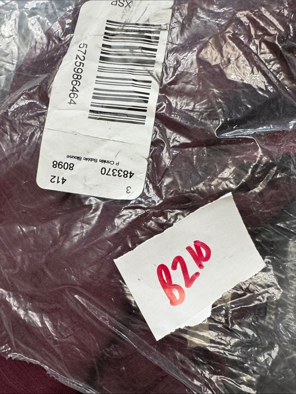 LOFT Burgundy Peasant Blouse elastic waist and cuffs NEW XSP - Picture 13 of 13